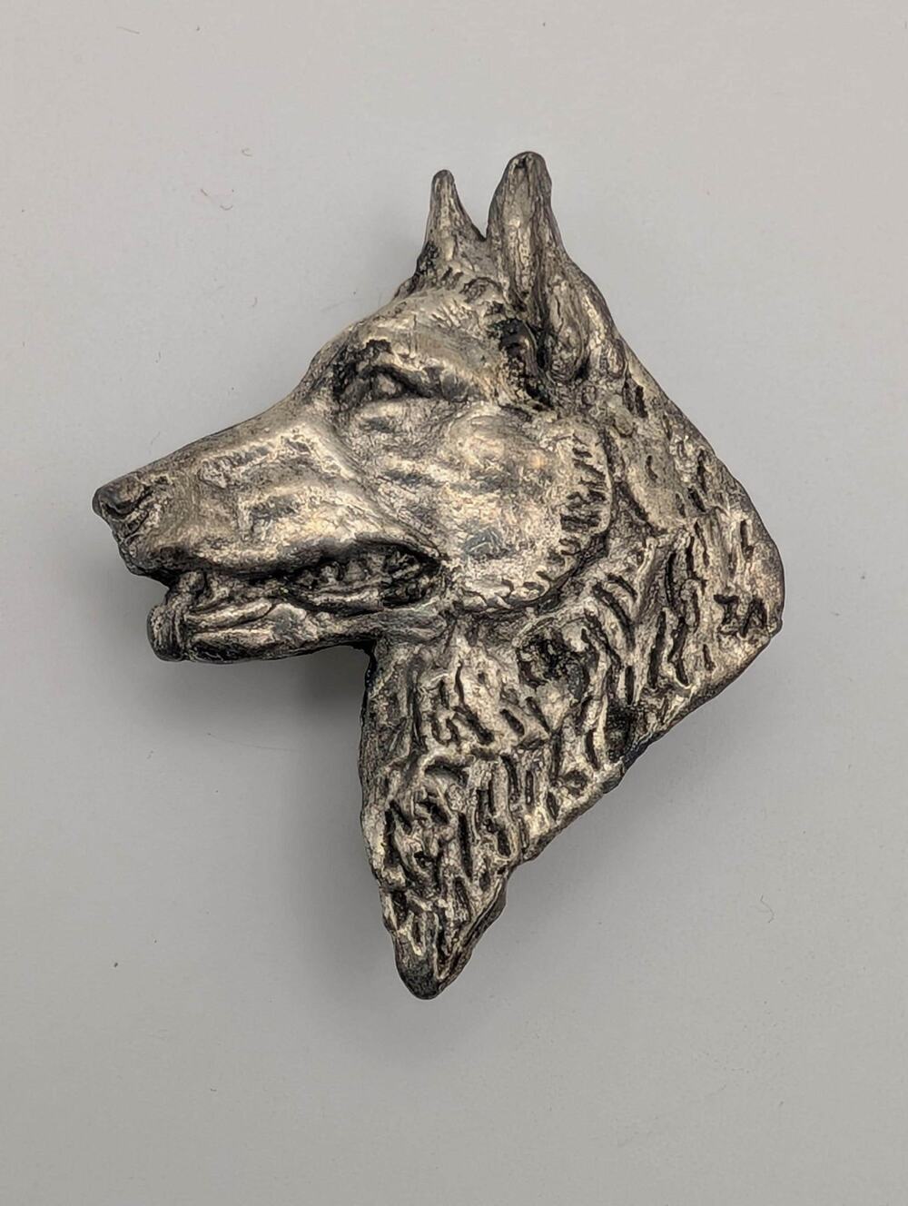 Vintage Pewter German Shepherd Dog Head Brooch Pin Pendant Combination Metal